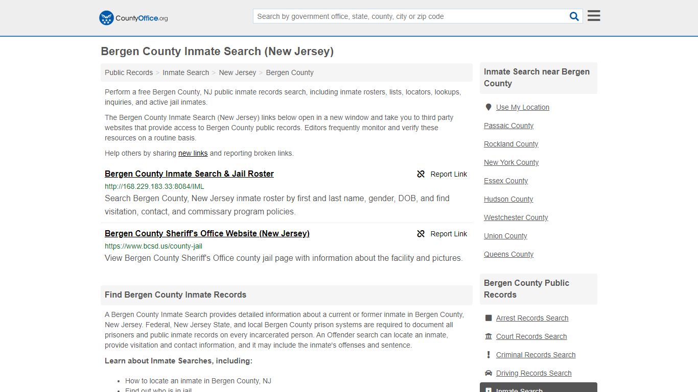Inmate Search - Bergen County, NJ (Inmate Rosters & Locators)